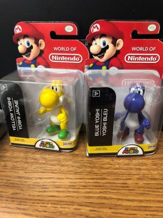 World Of Nintendo Mario Brothers Yellow And Blue Yoshi Jakks Figures