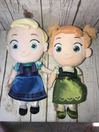 Disney Store Frozen Set Anna And Elsa Toddler Girl 12 " Plush Dolls Stuffed Pair