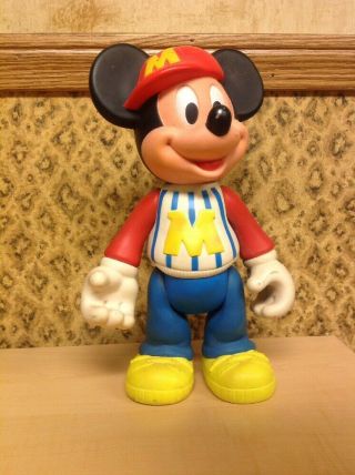 Vintage Rubber Plastic Mickey Mouse Baseball Posable Head Arms Legs 12” Toy Doll