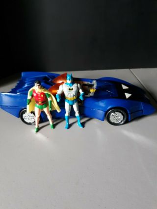 Vintage Kenner Powers Batman And Robin W/ Batmobile