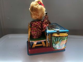 vintage battery operated teddy the artist Bear Tin toy by Yonezawa Y Co 3