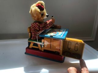 vintage battery operated teddy the artist Bear Tin toy by Yonezawa Y Co 4