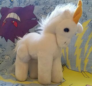 Dakin & Co 1980 Vintage Unicorn Plush Pony Horse White Yellow Stuffed Animal