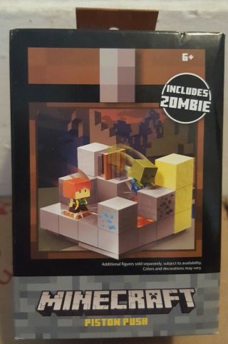 Mine - Craft Piston Push Environment Set - Zombie Figure - Dwv76 - Nib - 2016