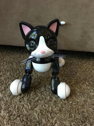 Zoomer Kitty Interactive Cat Robot Black White charging cable,  instructions,  toy 2