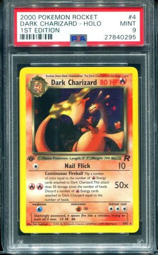 1st Edition Dark Charizard 4/82 Team Rocket Holo Psa 9 Pokemon Card