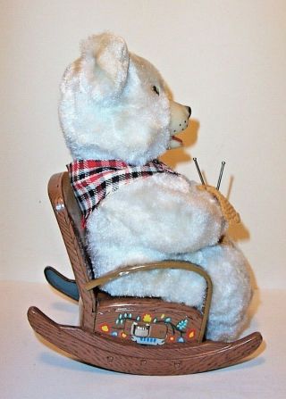 1950 ' s BATTERY OPERATED MOTHER BEAR KNITTING IN HER ROCKING CHAIR JAPAN 6