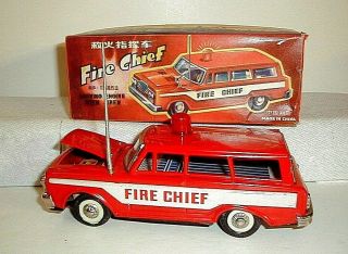 China Tin Toy.  Mf 192 Fire Chief Car.  (f),  (b/0).  8 " W/box