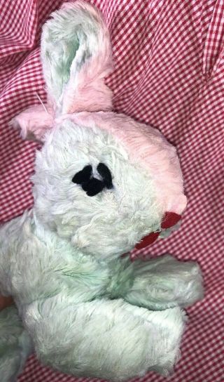 Vintage Easter Bunny Rabbit Soft Stuffed Animal Plush Toy Antique Blue Pink
