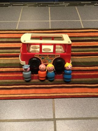 Vintage Fisher Price Mini Bus With Figures