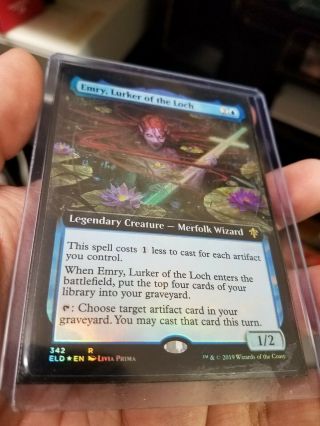 Emry,  Lurker Of The Loch FOIL Extended Art MTG Throne Of Eldraine In Hand 2