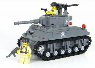 Deluxe M4 Sherman Us Army World War 2 Tank Custom Set Made W/ Real Lego® Brick