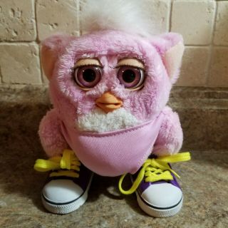 2005 Furby Baby Pink With White Belly Pink Eyes Rubber Feet