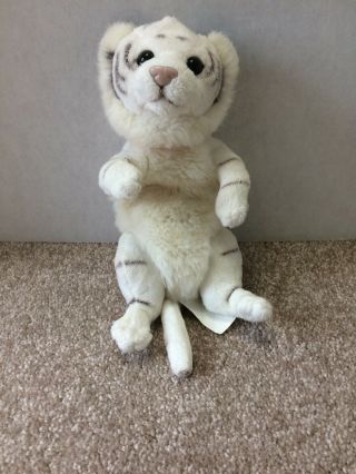 E&j Classic White Tiger Cub Plush Stuffed Animal Wild Cat Beans Toy 10 "