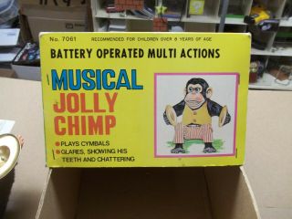 1950/60 ' s Battery Operated Multi Actions Musical Jolly Chimp Great 5