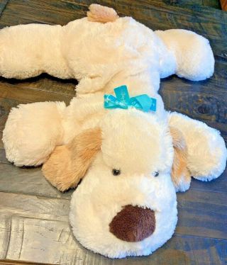 Dan Dee Fluffy Floppy Soft Plush Cream &tan Puppy Dog Toy Happy Easter 24 "