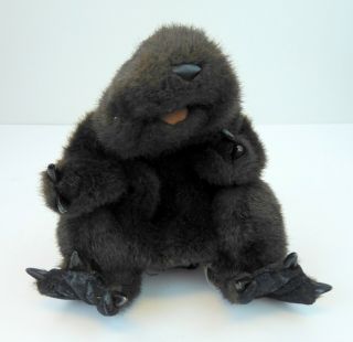 Folktails Brown Furry Beaver Hand Puppet Folkmanis Plush 18 " Hands Mouth Move