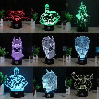 3d Justice League Led 7 Colour Night Light Usb Touch Table Desk Lamp Kids Gifts