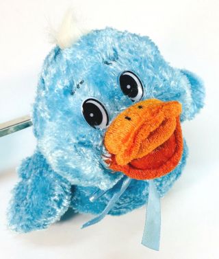 Kids Of America Corp Blue Duck With Blue Bow Plush Vtg