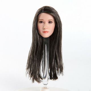 1/6th Asian Women Head Sculpt Female Figure Toys Long Hair Fit 12  Body Toys