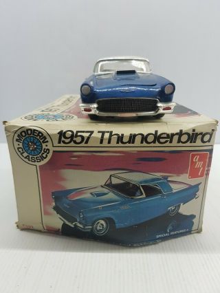 AMT 1957 Ford Thunderbird 1:25 scale model kit box built vintage T392 blue 1974 4