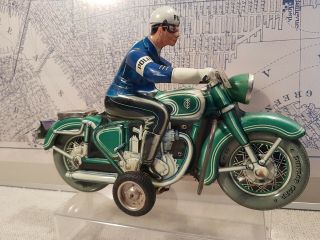 Tippco Tin Friction Police Motorcycle Tco - 598 - Germany - 28cm - 1950s