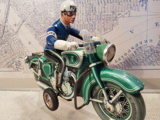 TIPPCO Tin Friction Police Motorcycle TCO - 598 - Germany - 28cm - 1950s 2