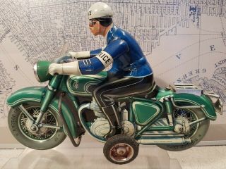 TIPPCO Tin Friction Police Motorcycle TCO - 598 - Germany - 28cm - 1950s 6