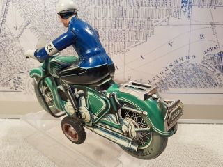 TIPPCO Tin Friction Police Motorcycle TCO - 598 - Germany - 28cm - 1950s 8