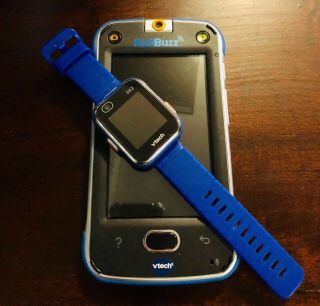 Kidibuzz Vtech Phone And Kidizoom Smart Watch Bundle.  Both Blue.