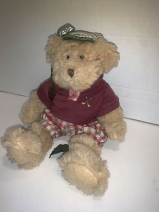 Golf Bear Russ Berrie Poseable Teddy Bear Chip Stuffed Animal Poseable 9 