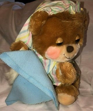 Vintage Fisher Price Quaker Oats Bedtime Teddy Bear Plush Striped Pj 