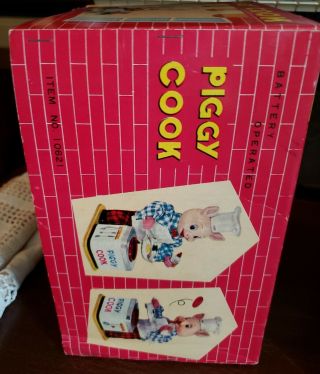 1950 ' s BATTERY OPERATED PIGGY COOK VINTAGE TIN TOY BURGER CHEF ' S BBQ BUDDY 5