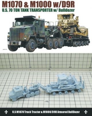 1/144 Resin Kits U.  S M1070 Truck Tractor & M1000/d9r Armored Bulldozer