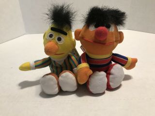 Bert And Ernie Sesame Street Beans 8” Plush Lovey Toys With Tags 1997 Tyco