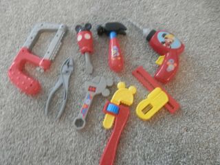 Disney Mickey Mouse Clubhouse Tool Set Plastic Screwdriver Saw Pliers Toy 8 Pc