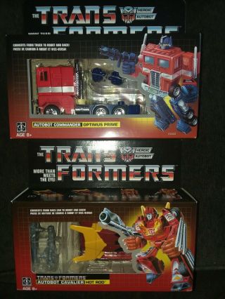 Transformers Optimus Prime & Hot Rod G1 Walmart Exclusive Autobots Reissue