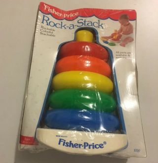 Vintage Fisher Price Rock - A - Stack 5 Color Rings Toy