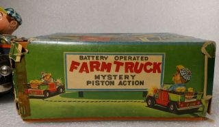 BATTERY OPERATED TIN TOY MYSTERY PISTON ACTION FARM TRUCK SHOWA TOY CO.  JAPAN 11