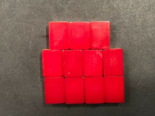 11 Bakelite Mah Jongg Game Set two tone Red Backed Tiles 6
