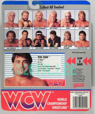 Galoob Toys WCW Wrestling TOM ZENK Z - Man white trunks MOC rare lifting 2