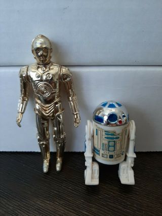 Vintage Star Wars R2 - D2 And C3 - Po Figures 1977 Hong Kong