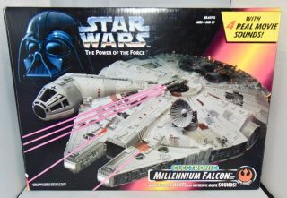1995 Kenner Star Wars Power Of The Force Millennium Falcon Complete Box Potf