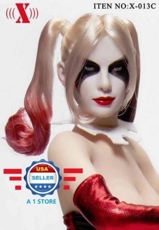 1/6 Suicide Squad Harley Quinn Female Joker Head Sculpt For Phicen Figure Doll