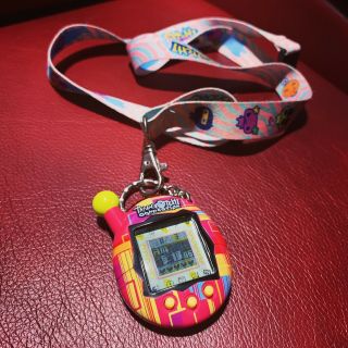 Tamagotchi Connection V4 Rainbow Plaid Pink Multicolor With Lanyard Battery
