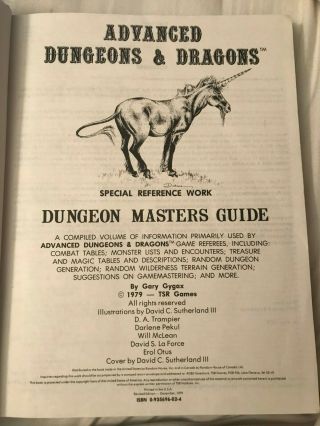 Advanced Dungeons and Dragons Dungeon Masters Guide TSR D&D by Gary Gygax 1979 4