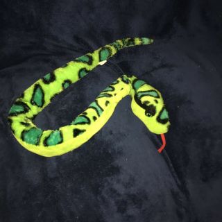 Goffa Snake 44 " Jumbo Plush Blue Green Spots Reptile Red Tongue Stuffed Animal