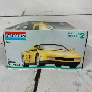 Monogram Ferrari Testarossa Exotic Car Vintage 90s Model Car Kit 1:24 Part 2910 8