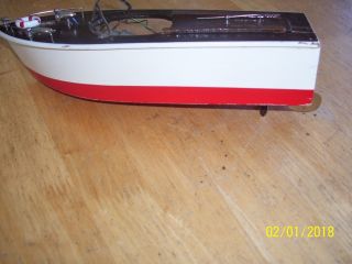 1950 ' s Battery Operated Wooden Toy boat - JAPAN - 10 