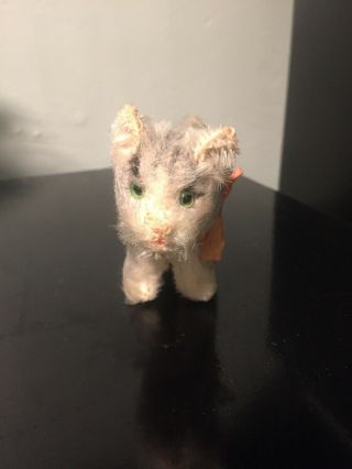 Steiff Antique Mohair Tabby Cat With Bow